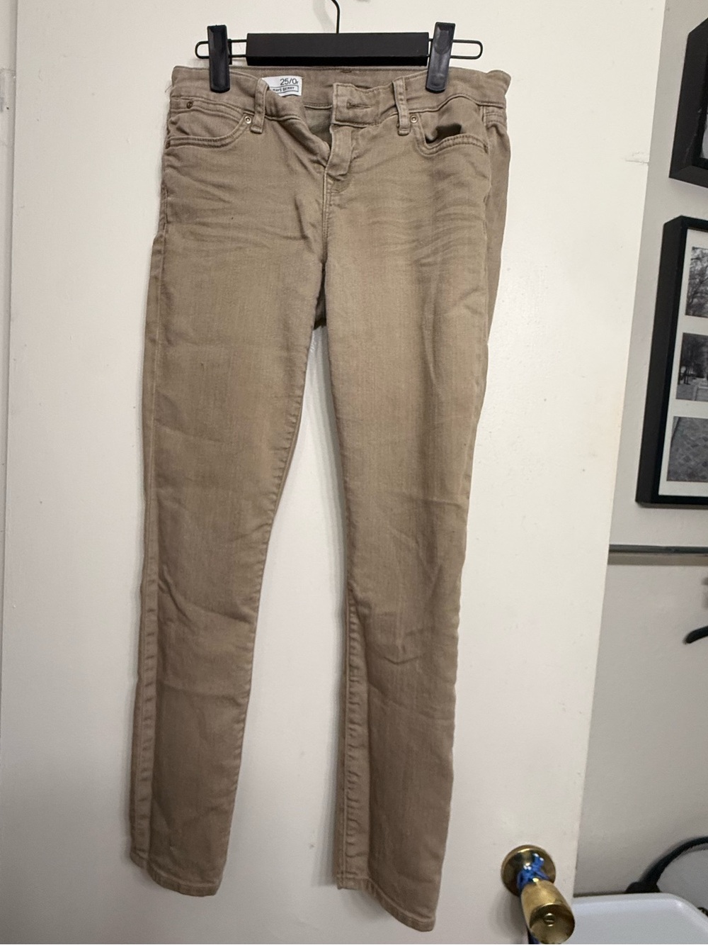 GAP Always Skinny Jeans Size 25R Khaki Beige Mid Rise Stretch Denim Pants